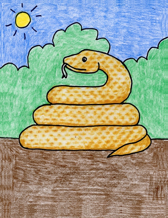 541x700 How To Draw A Snake Art Projects For Kids - Coiled Snake Drawing