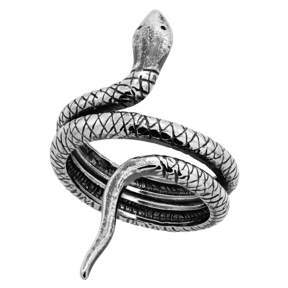 1000x1000 Sterling Silver Coiled Snake Ring Oxidized, Sizes - Coiled Snake Drawing
