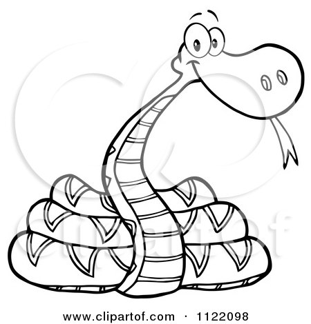 450x470 Cartoon Of An Outlined Coiled Snake - Coiled Snake Drawing