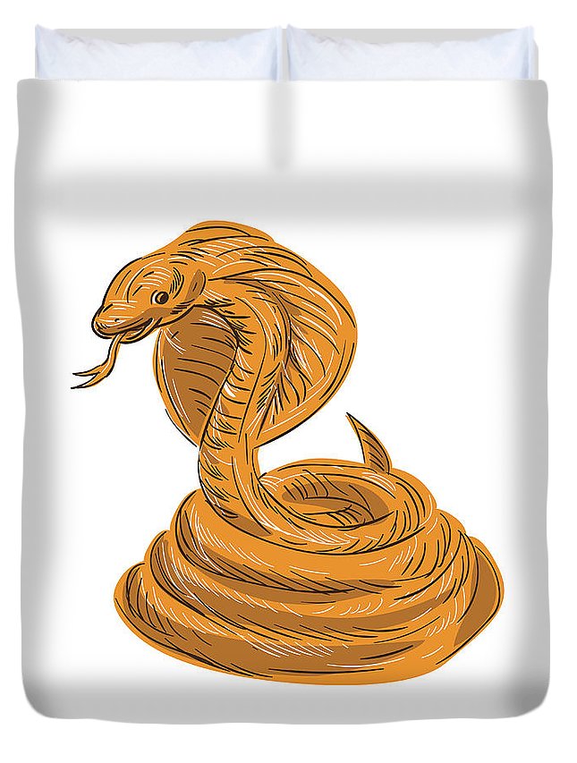 645x853 Cobra Viper Snake Coiled Drawing Duvet Cover For Sale - Coiled Snake Drawing
