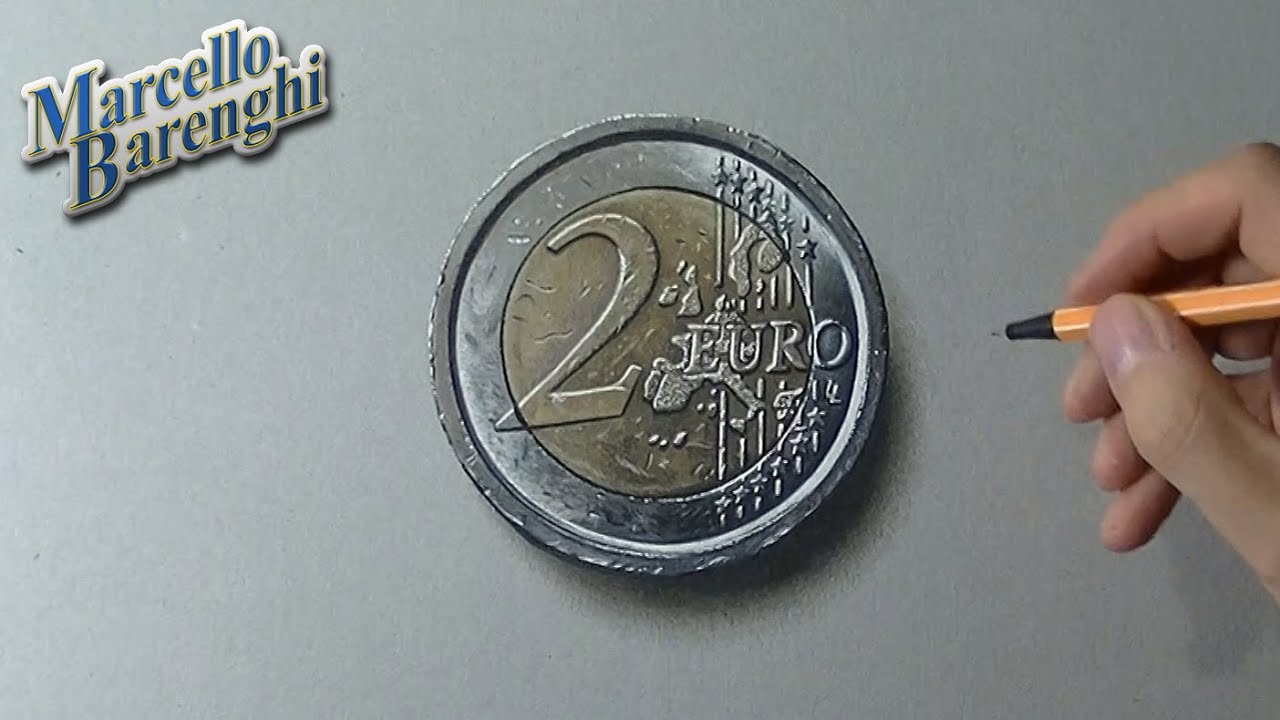 1280x720 Drawing Time Lapse Euro Coin - Coin Drawing