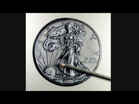 480x360 Silver Coin Drawing, Hyperrealistic Art - Coin Drawing