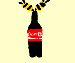 300x250 Bees Putting Their Stingers Into A Coke Bottle Drawing - Coke Bottle Drawing
