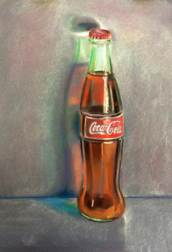 570x836 coke bottle pastel drawing original pastel drawing etsy - Coke Drawing
