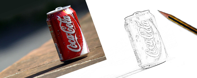 630x250 How To Change A Photo Into A Pencil Line Drawing In Photoshop - Coke Drawing