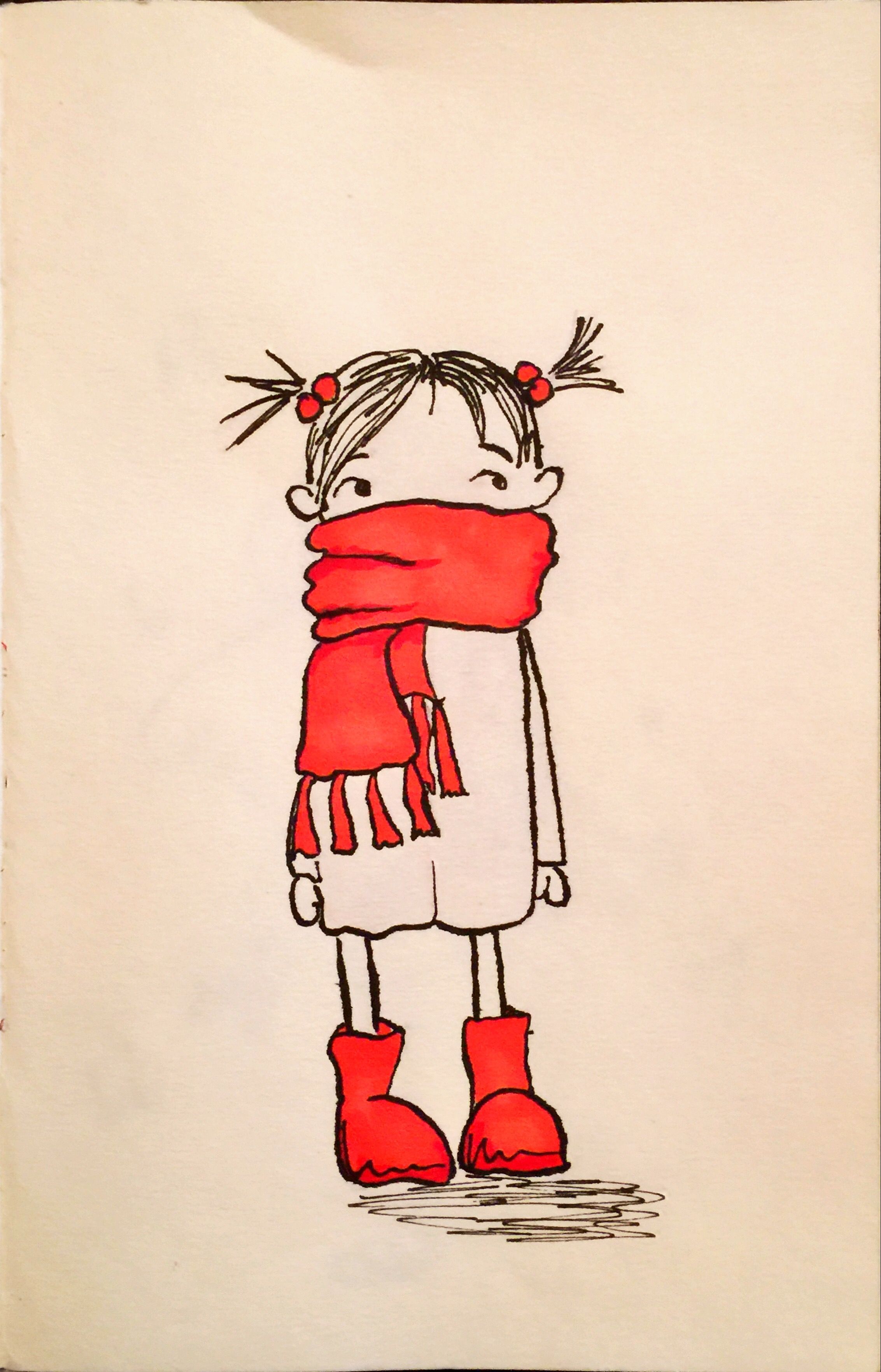 2265x3527 cute girl in the cold - Cold Drawing