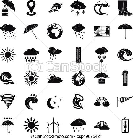 450x470 cold weather icons set, simple style cold weather icons set - Cold Weather Drawing