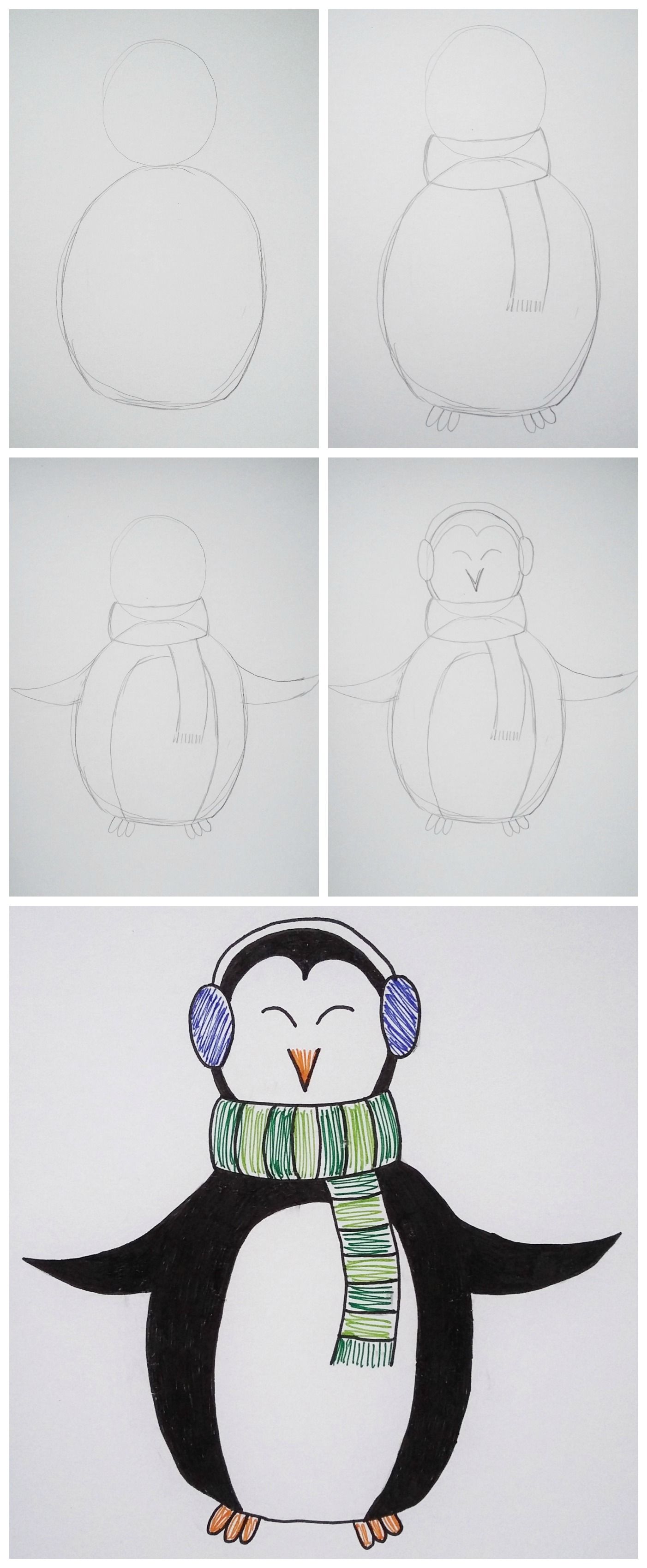 1402x3400 How To Draw A Cute Penguin Art Is Fun Drawings, Winter - Cold Weather Drawing