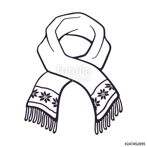 500x500 Vector Illustration Hand Drawn Doodle Of Winter Scarf - Cold Weather Drawing