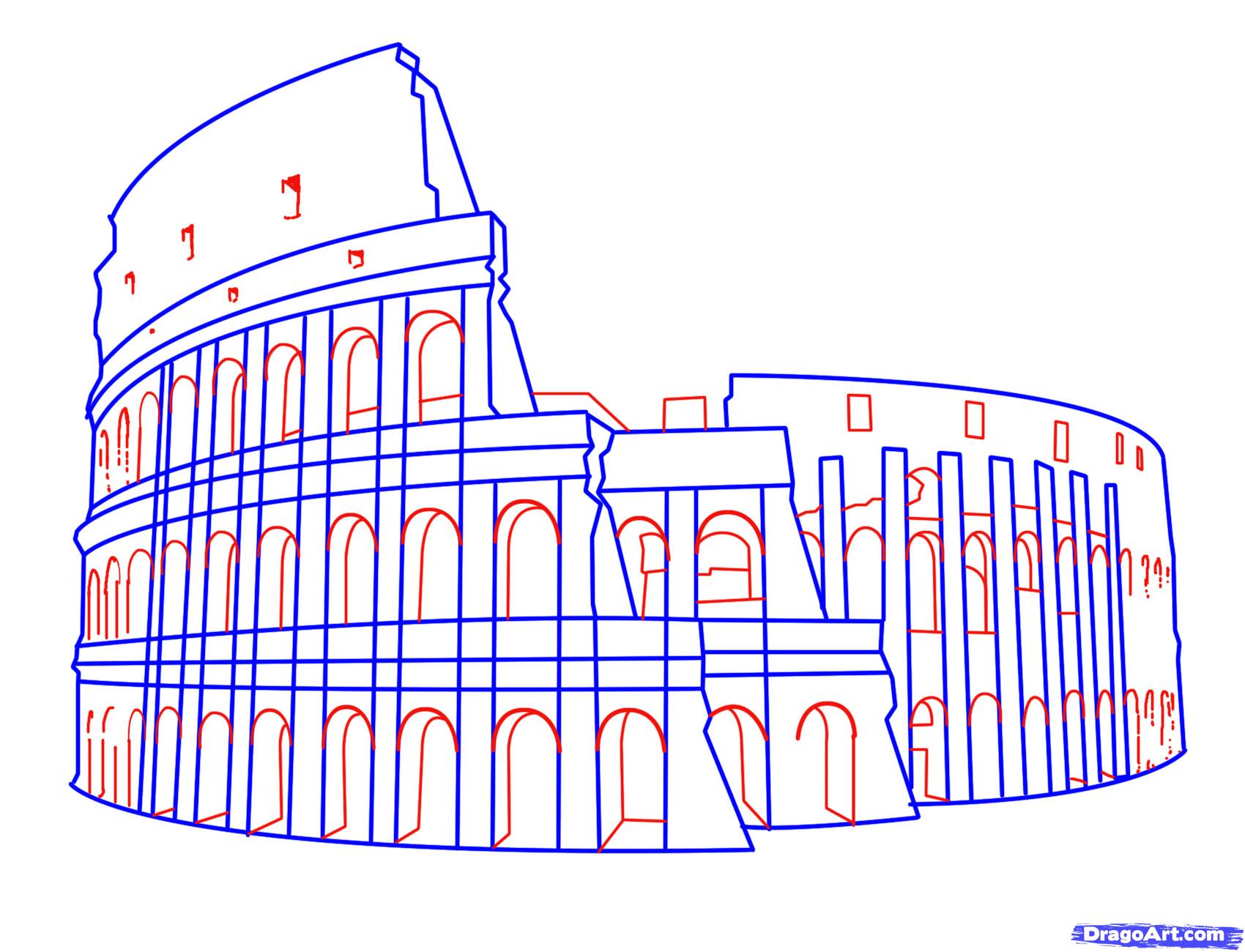 1700x1300 how to draw the colosseum, step - Coliseum Drawing
