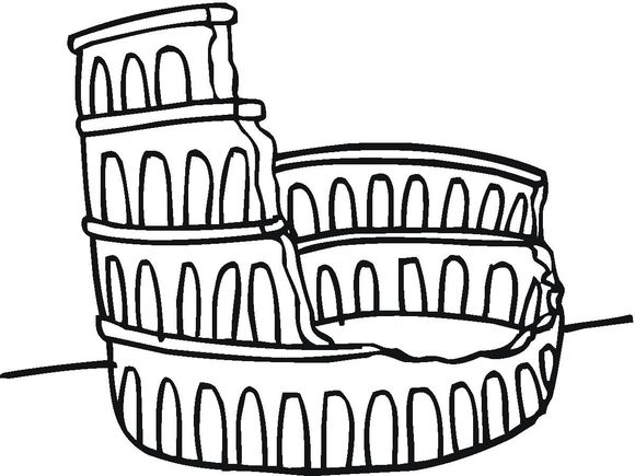 580x435 how to draw the colosseum for kids - Coliseum Drawing