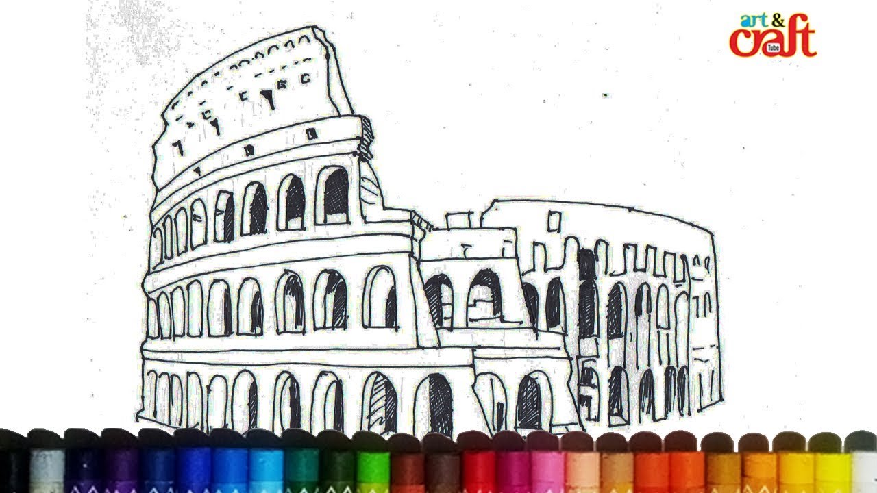 1280x720 how to draw a colosseum step - Coliseum Drawing