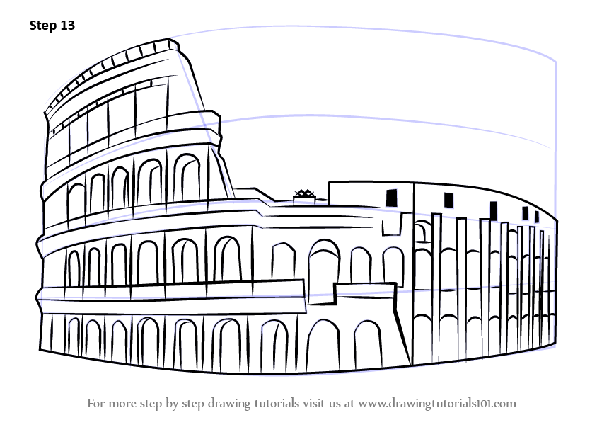 844x600 learn how to draw the colosseum - Coliseum Drawing