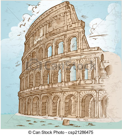 427x470 colosseum color hand draw background - Coliseum Drawing