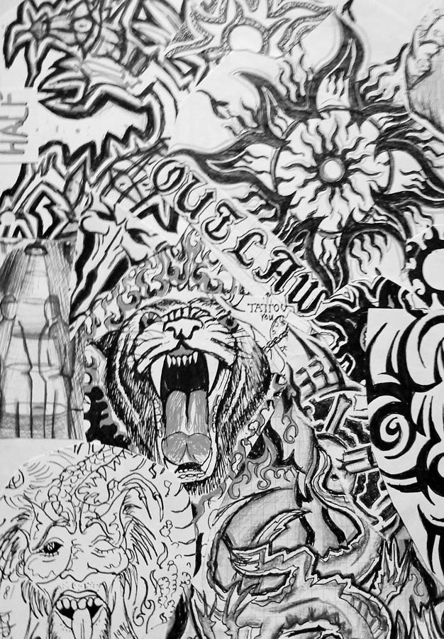 626x900 tattoo collage drawing - Collage Drawing