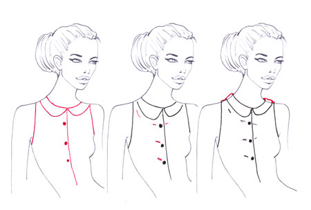 450x304 how to draw folds collar i draw fashion - Collar Drawing
