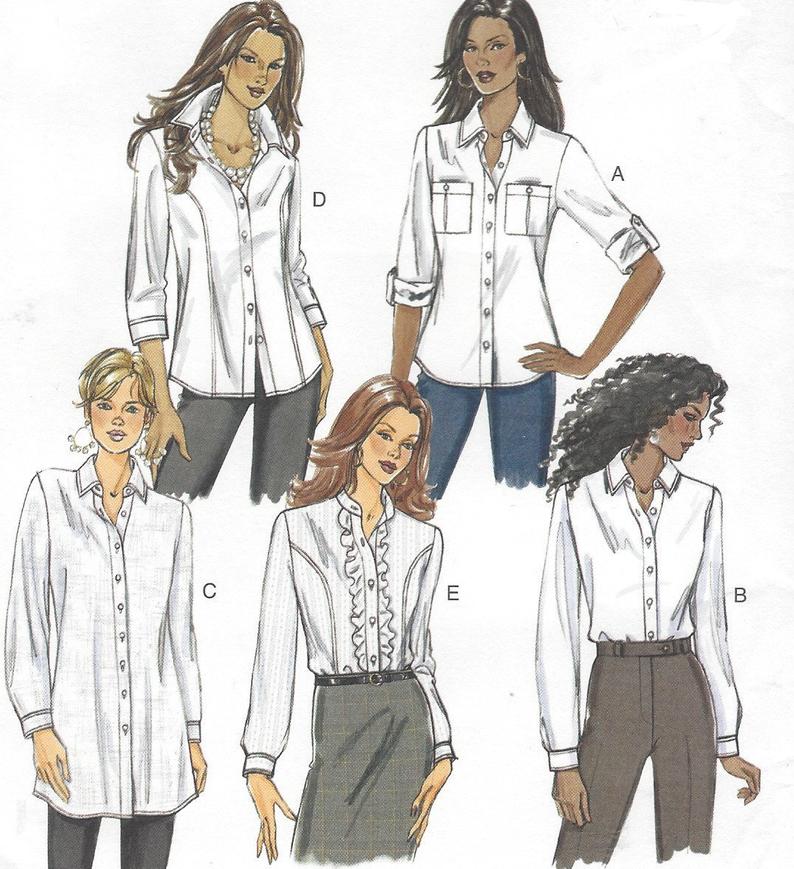 794x869 womens button front collared shirt with sleeve length trim etsy - Collared Shirt Drawing