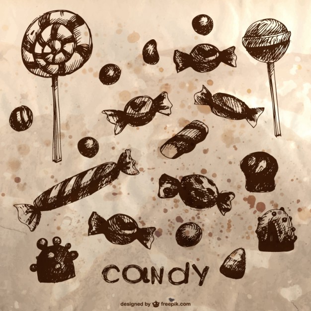 626x626 Hand Drawing Candies Collection Vector Free Download - Collection Drawing