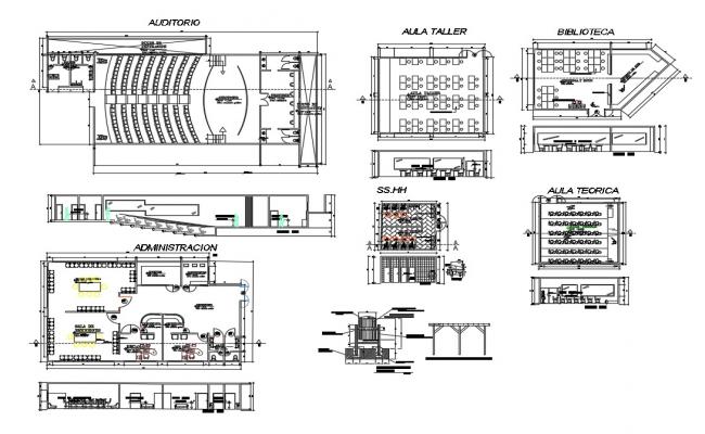 650x400 College Building Departments Layout Plan Cad Drawing Details Dwg - College Building Drawing