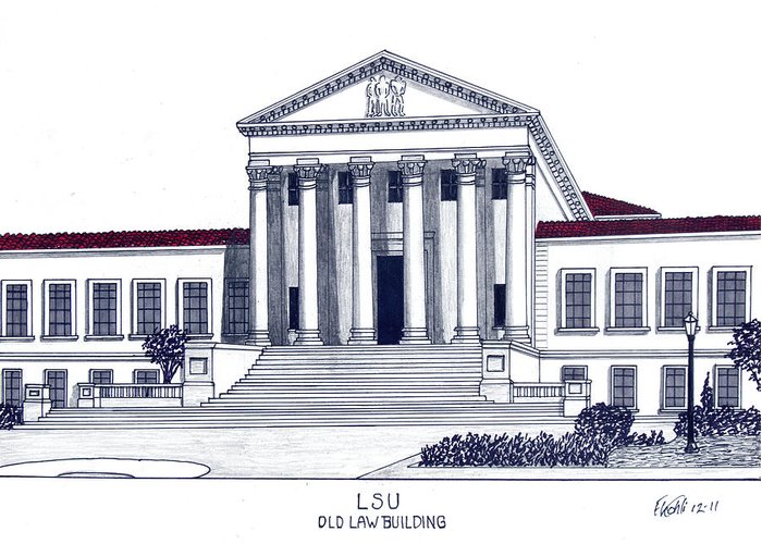 700x500 lsu old law building greeting card for sale - College Building Drawing