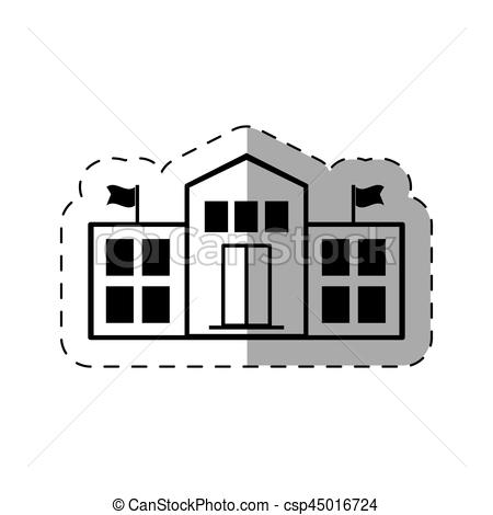 450x470 School College Building Thin Line Vector Illustration - College Building Drawing