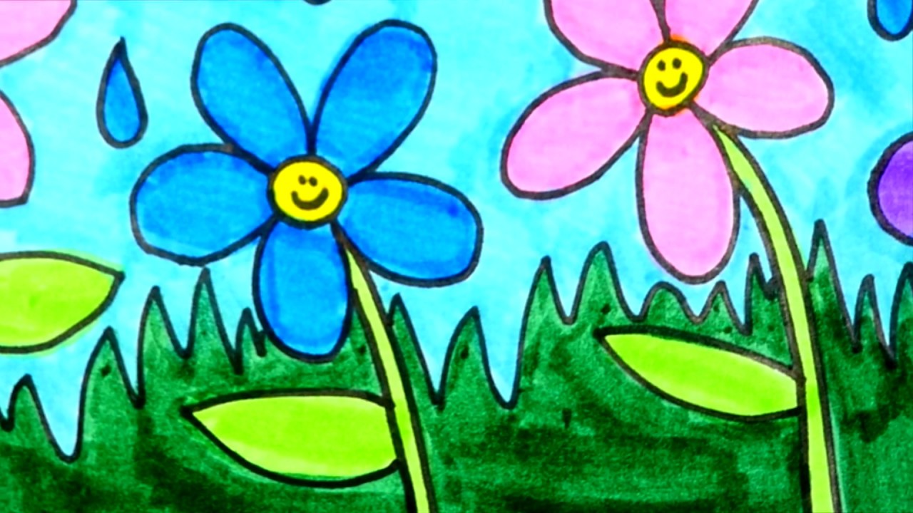 1280x720 How To Draw And Color Flowers Flower Coloring - Color Drawing Flowers