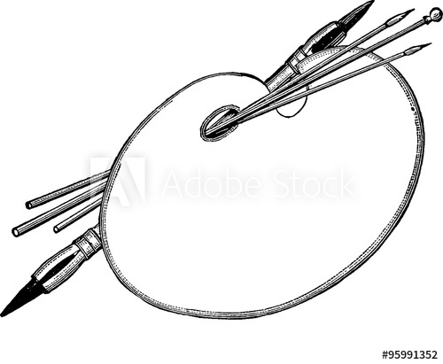 500x411 Vintage Drawing Color Palette For Painting - Color Palette Drawing