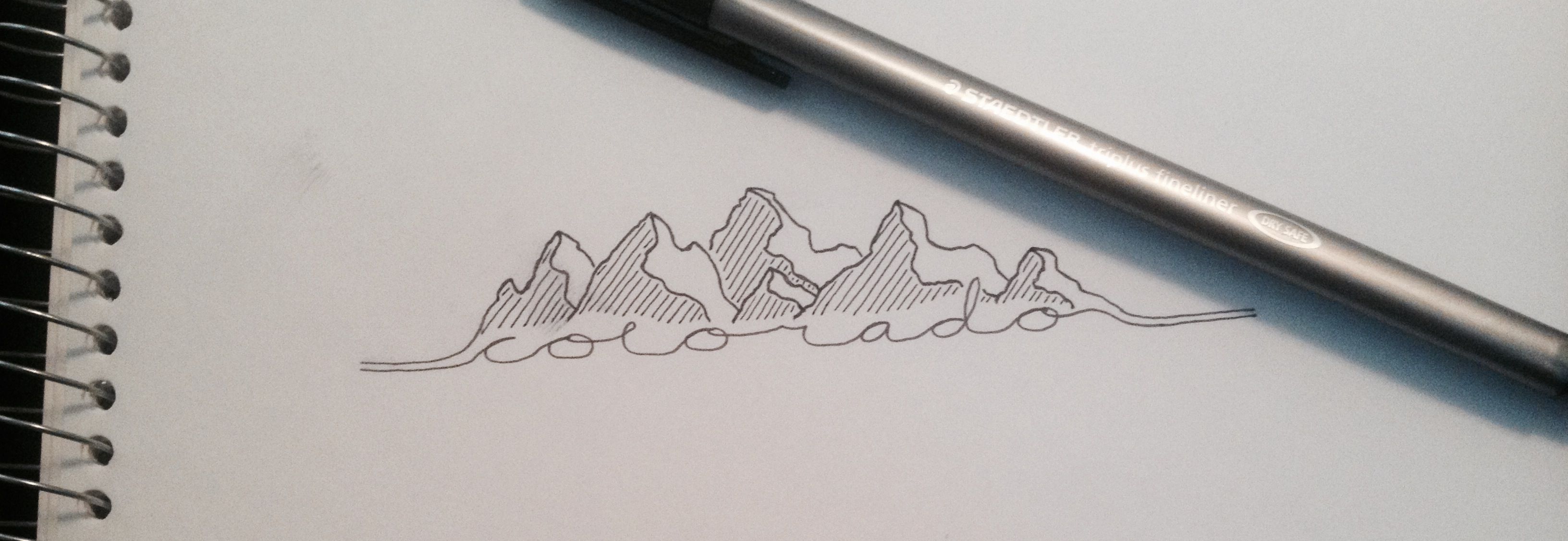 3264x1127 Colorado Mountain Range Tattoo Design Drawing Places I'd - Colorado Drawing