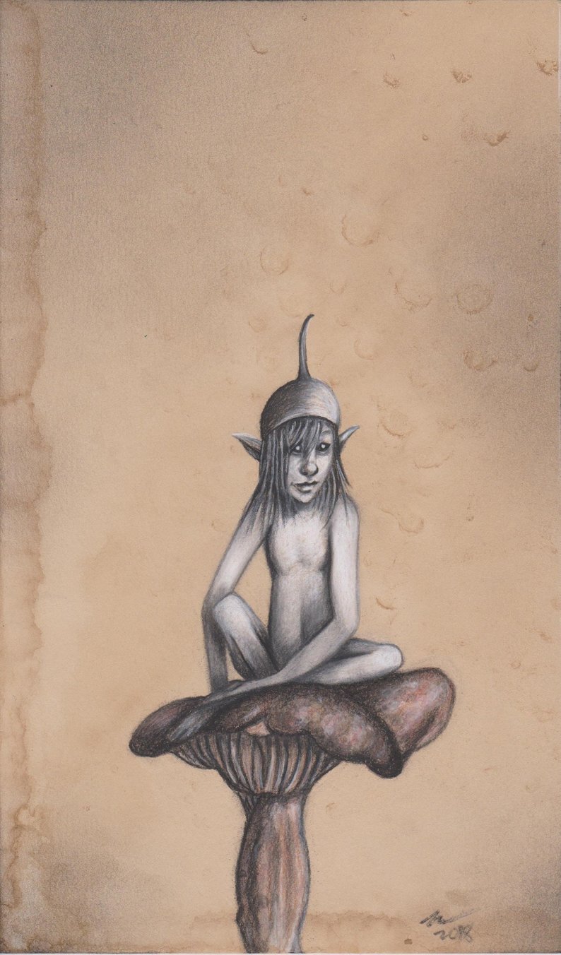 794x1352 original charcoal drawing with colored pencil of fairy on etsy - Colored Charcoal Drawing