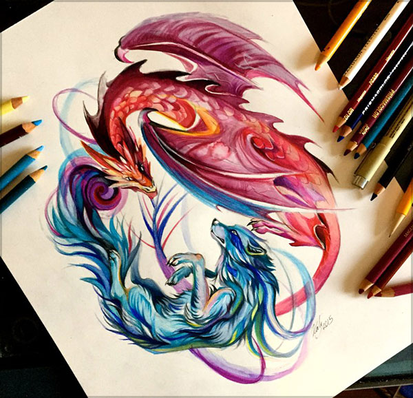 600x578 pencil drawings amazing colored pencil drawings - Colored Drawings