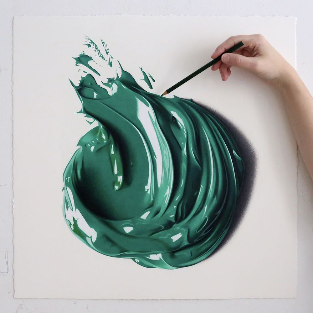 1000x1000 giant dabs of thick oil paint captured as hyperrealist colored - Colored Pencil Drawings