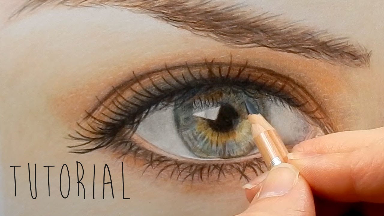 1280x720 tutorial how to draw color a realistic eye and eyebrow - Colored Pencil Eye Drawing