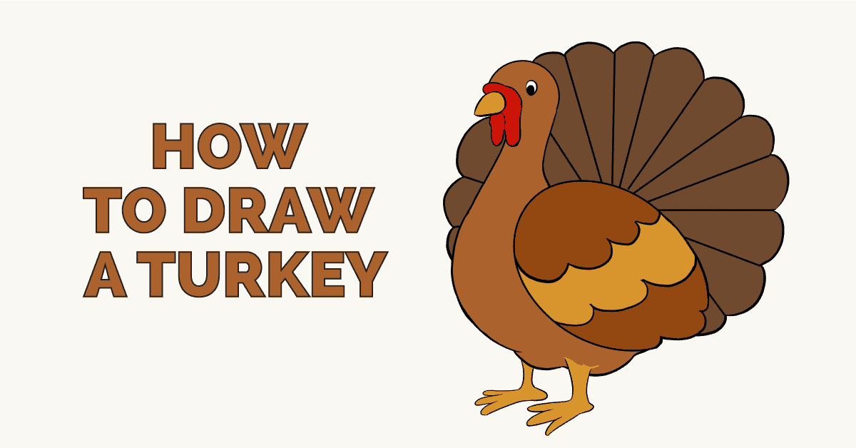 1200x628 How To Draw A Turkey - Colored Turkey Drawing