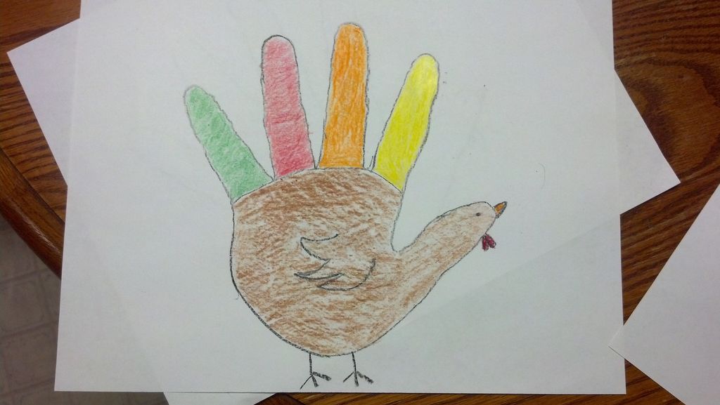 1024x577 Make A Hand Turkey Steps - Colored Turkey Drawing