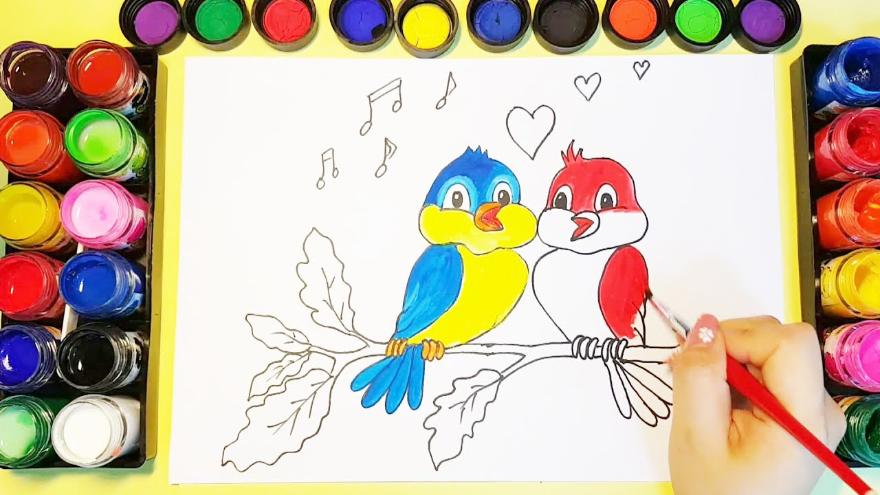 1280x720 how to draw and colorful birds for kids learning colors - Colorful Bird Drawing