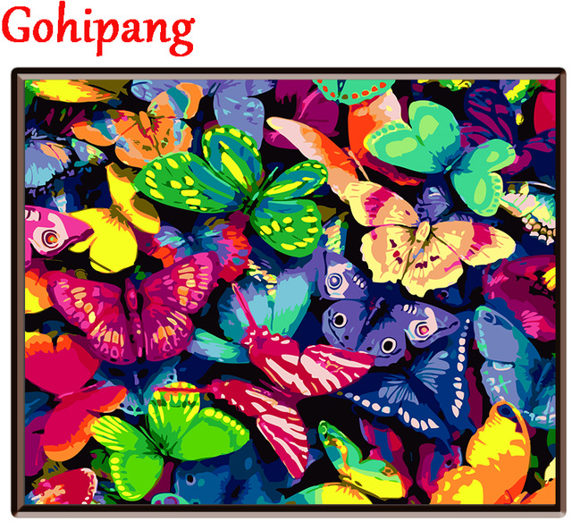 640x593 colorful butterfly oil paintings - Colorful Butterfly Drawing