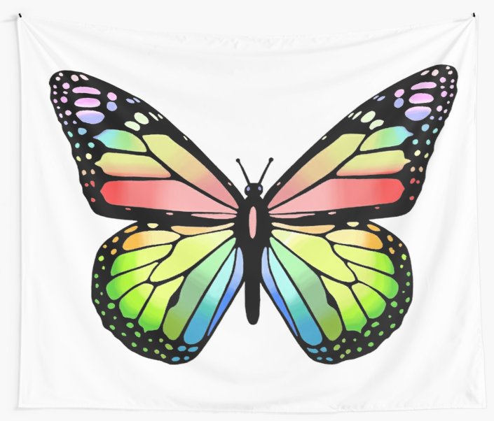 705x602 cute colorful butterfly digital drawing wall tapestries - Colorful Butterfly Drawing