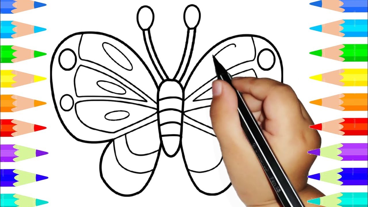 1280x720 children learn to draw colorful butterfly - Colorful Butterfly Drawing
