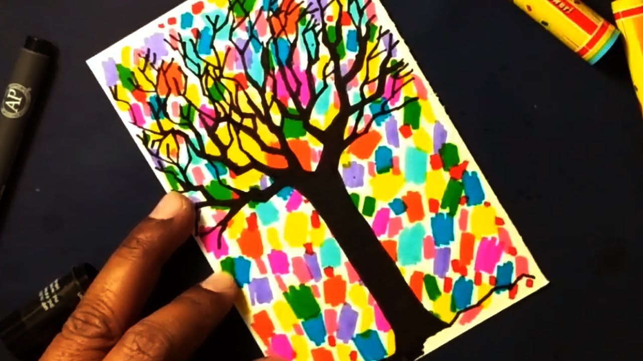 1280x720 how to draw a tree without leaves easy colorful drawing - Colorful Drawing
