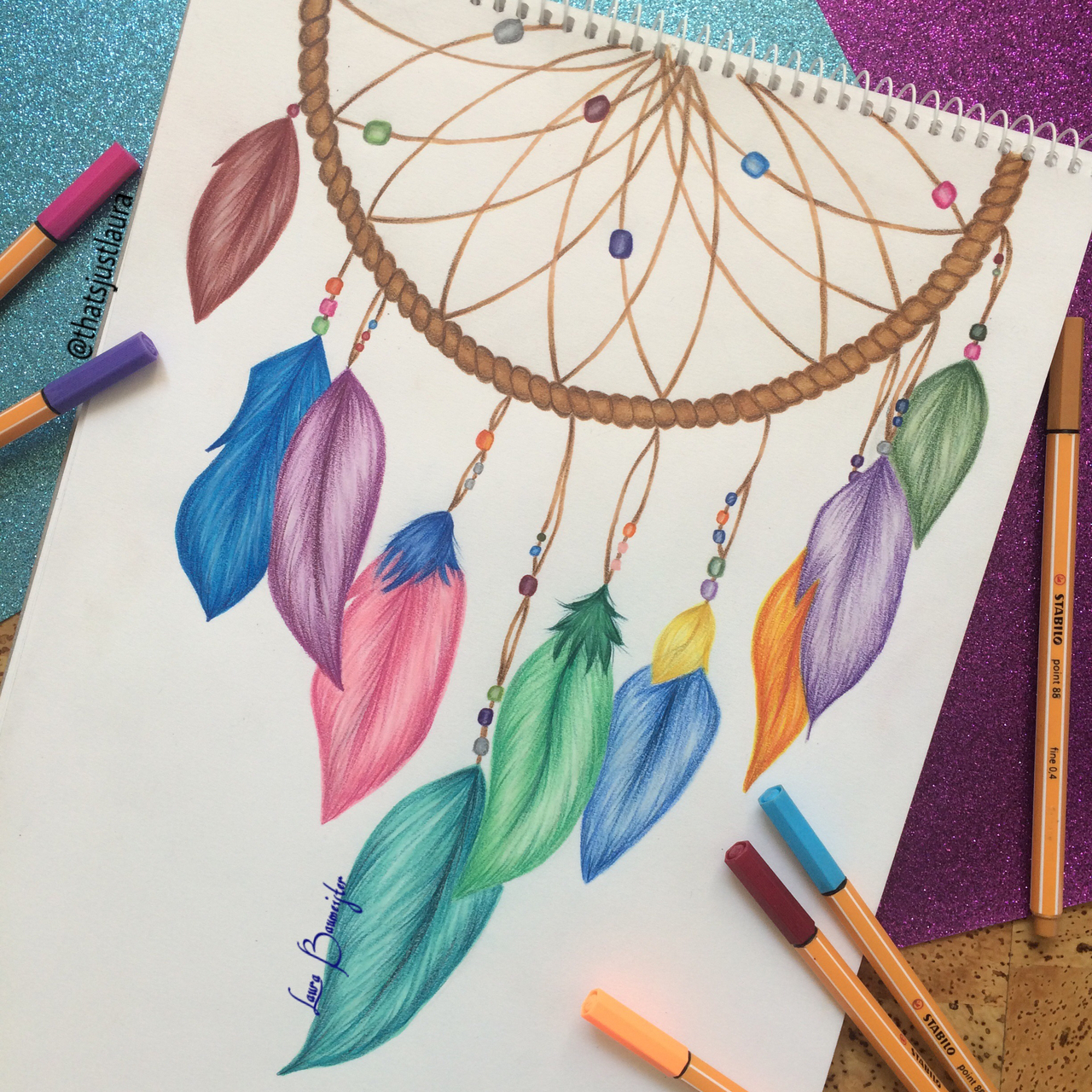 1280x1280 art, colorful, drawing, dreamcatcher, feathers, inspiration - Colorful Drawing
