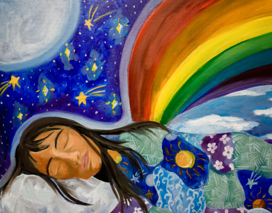 391x307 colorful drawing of woman dreaming nhne pulse - Colorful Drawing