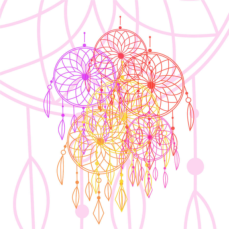 900x900 colorful dream catchers style, vector illustration in purple, pink - Colorful Dream Catcher Drawing
