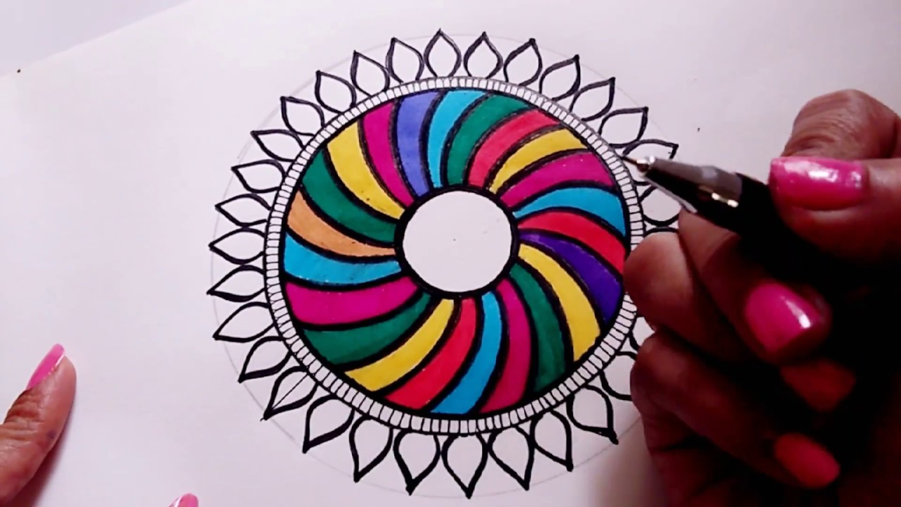 1280x720 Diy Dreamcatcher Mandala Drawing With Rainbow Colors - Colorful Dream Catcher Drawing