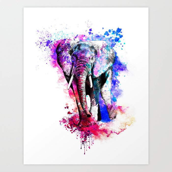 700x700 Colorful Elephant Drawing Art Print - Colorful Elephant Drawing
