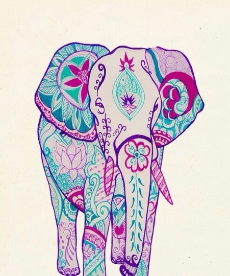 451x540 Colorful Lovely Flower Ele - Colorful Elephant Drawing