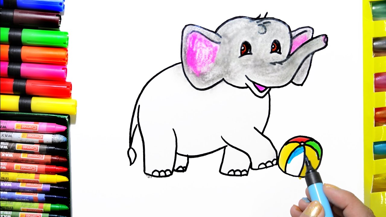 1280x720 Draw Color Paint Cute Elephant Coloring - Colorful Elephant Drawing