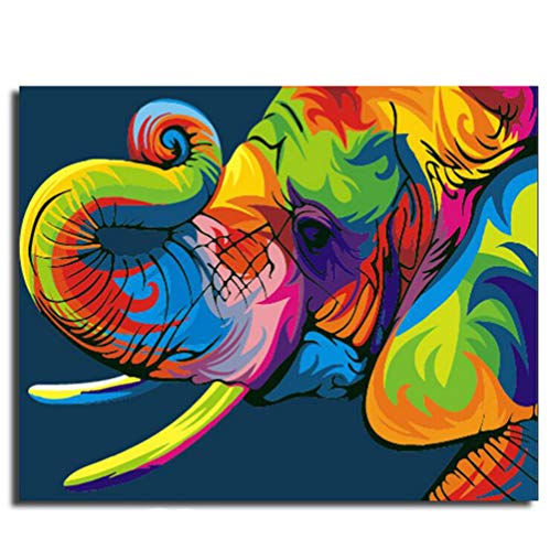 499x500 Dreamsyus Paint Number Kit,diy Oil Painting Drawing Elephant - Colorful Elephant Drawing