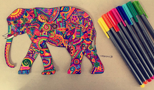 500x291 Elephant Drawing Discovered - Colorful Elephant Drawing