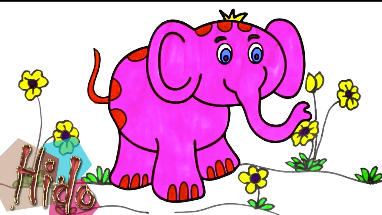 1280x720 How To Draw Colorful Elephant Art Coloring Pages For Kids - Colorful Elephant Drawing
