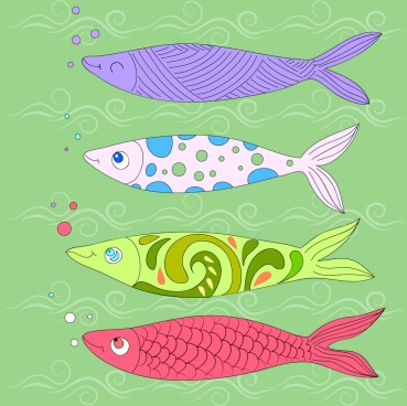 369x368 Drawing Color Fish Free Vector Download - Colorful Fish Drawing
